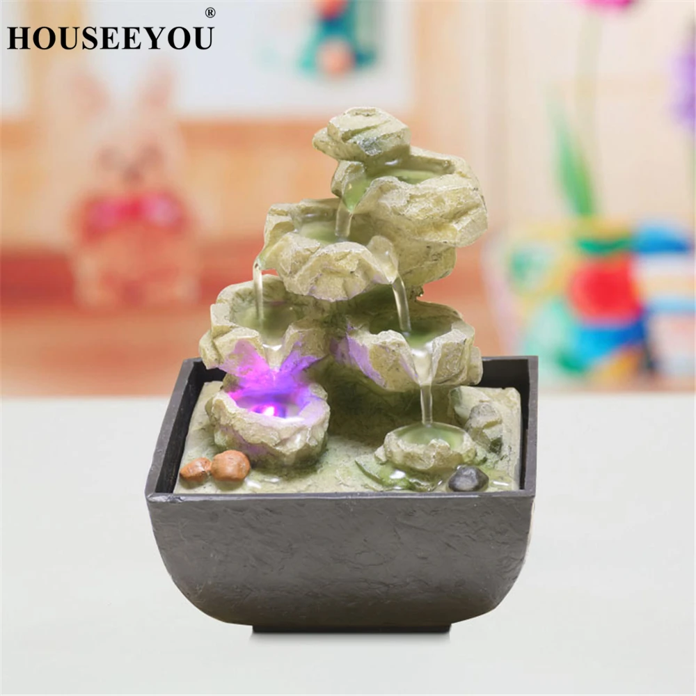 Горный пейзаж фэн шуй колеса для внутренних фонтанов смола настольный декор