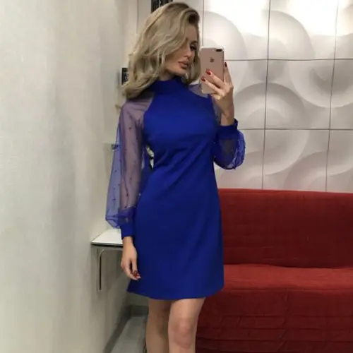 Модные популярные элегантные женские платья повседневное мини платье с высоким