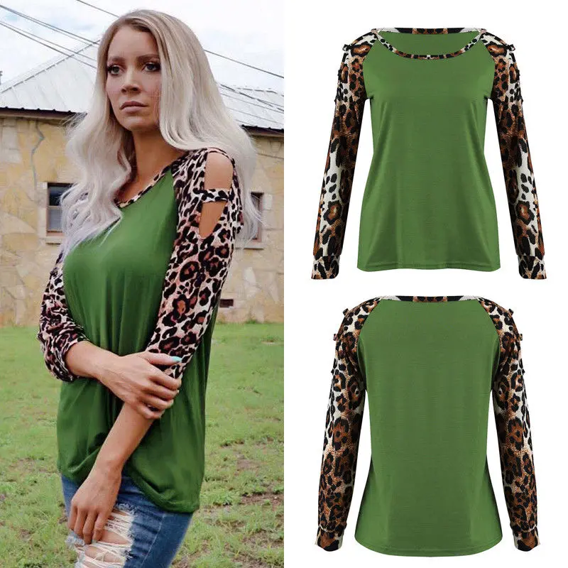 

T-Shirts 2018 New Brand Women Leopard O-Neck Patchwork Casual Long Sleeve Fashion Ladies T-Shirt Oversize Loose Tops