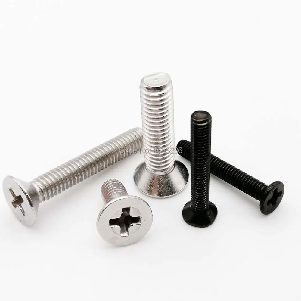 50 шт. M1 M1.2 M1.4 M1.6 M2 M2.5 M3 M4 Mini Micro Tiny Small Black 304 из нержавеющей Стали Phillips с плоским