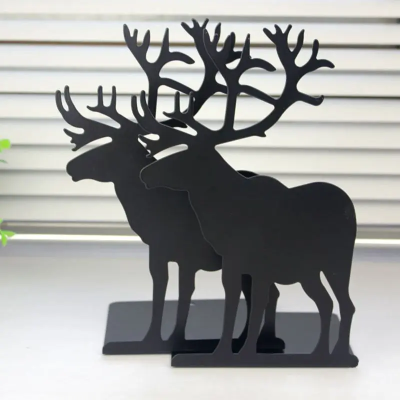 2pcs/set book holder for reading elk bookends restoring ancient ways Desktop receive arrange Christmas gifts blac | Канцтовары для