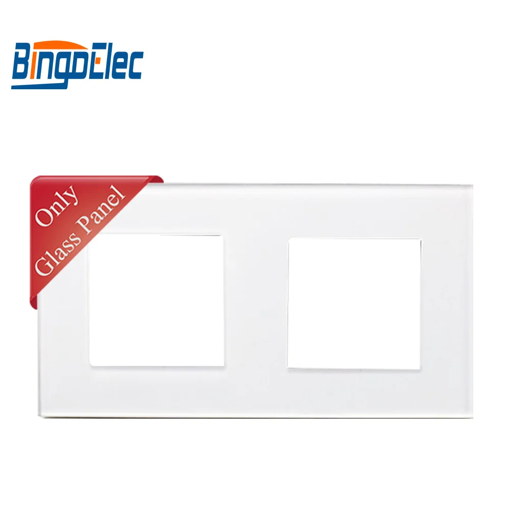 

Three color EU standard double glass socket frame for BINGOELEC switch and socket parts