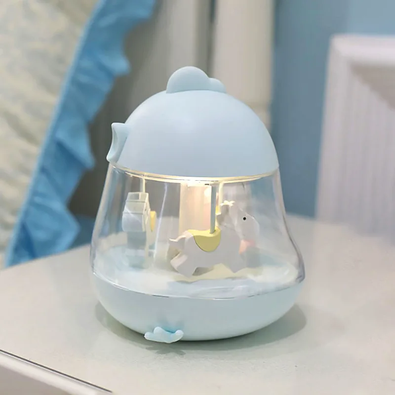Children's Interesting Gift Usb Rotating Wooden Horse Music Lamp Led Colorful Atmosphere Eyeshield Touch Small Night-light | Лампы и