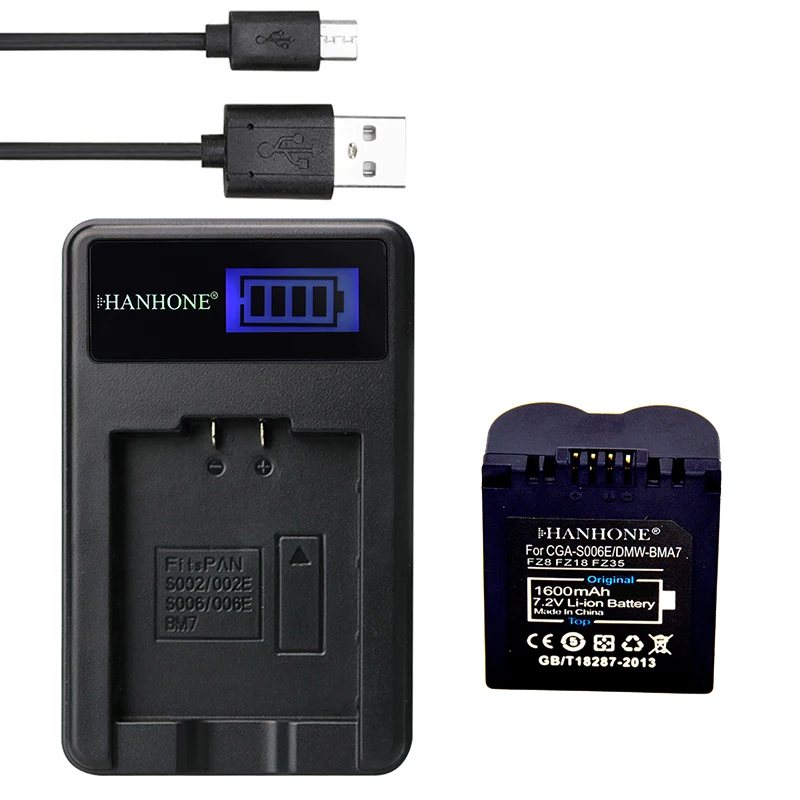 1 шт. 1600 мАч CGA S006 DMW BMA7 батарея для камеры + ЖК зарядное устройство Panasonic Lumix CGR S006E FZ8