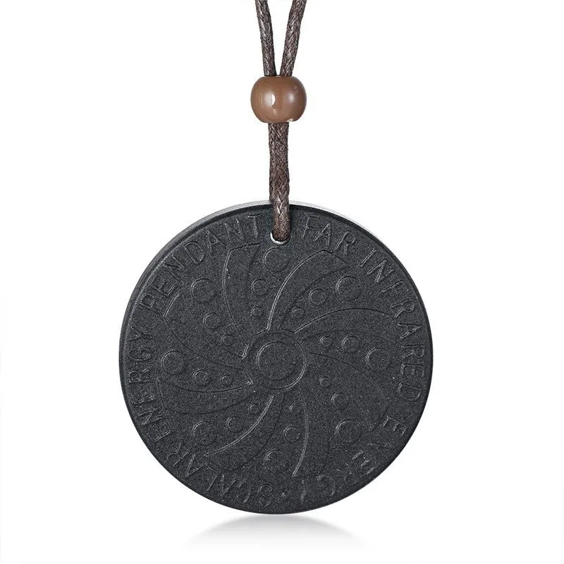 Mens' Necklace Scalar Energy Volcanic Lava Stone And Tourmaline Pendant Adjustable Brown Rope Chains Link | Украшения и