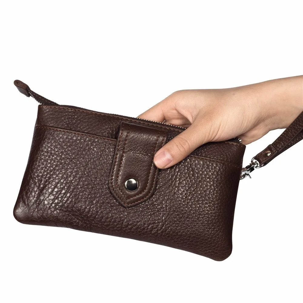 Мужская и женская сумка кошелек на молнии из воловьей кожи чехол для телефона Huawei