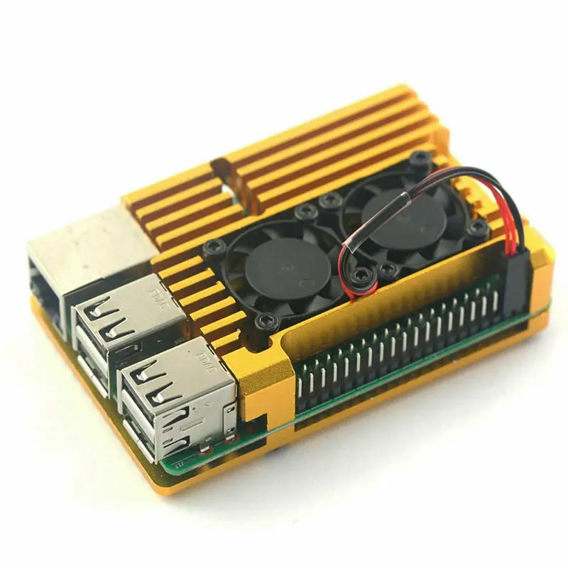 Для Raspberry Pi 3 Model B + алюминиевый корпус с двойным охлаждающим вентилятором