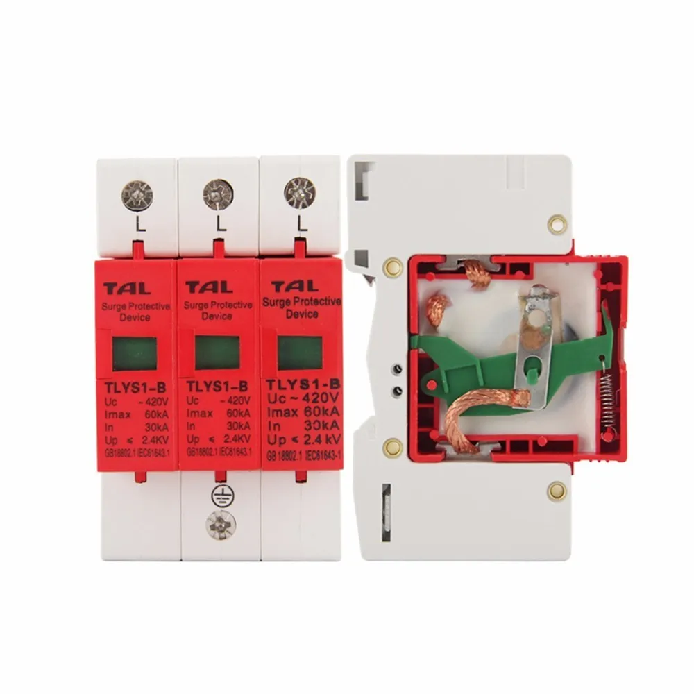 Защита от перенапряжения B60-3P 30KA ~ 60KA 275V 385V 420V AC Spd домашнее защитное устройство