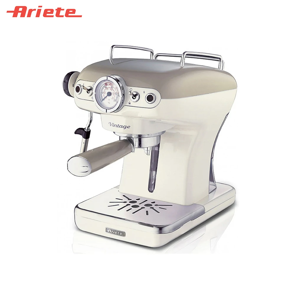 Рожковая кофеварка Ariete Vintage 1389 цвет бежевый быстрое приготовление металлический