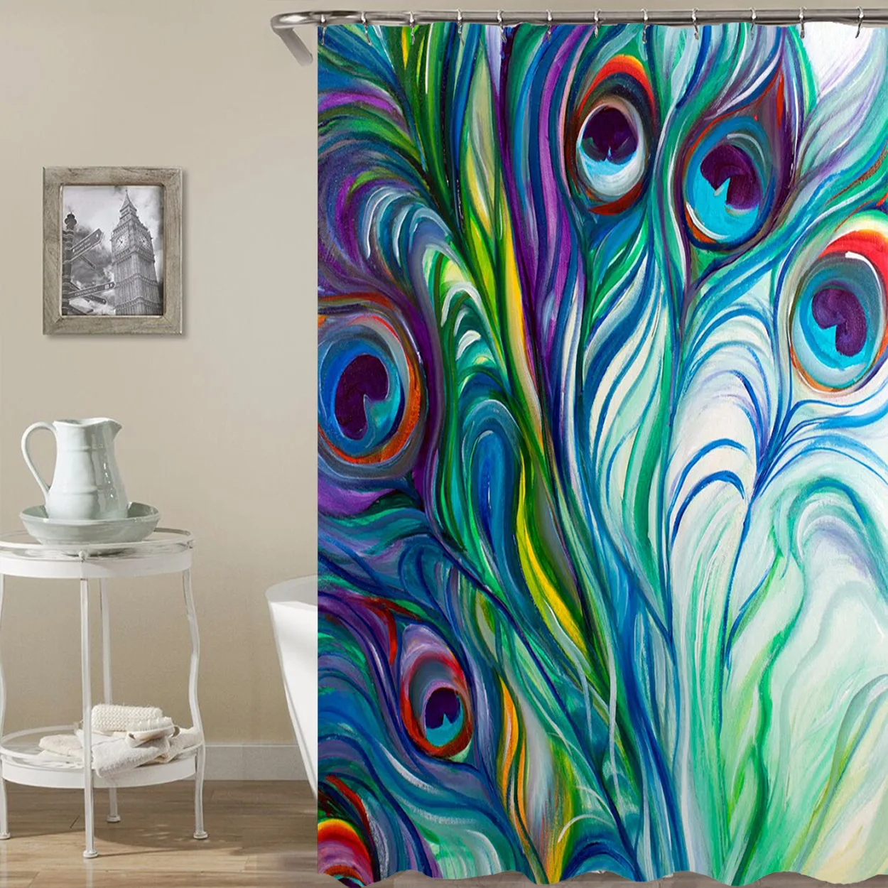 Waterproof Shower Curtain Personality 3d Number Printing Peacocks Peacock Series High Clear Defence Water Bath | Дом и сад