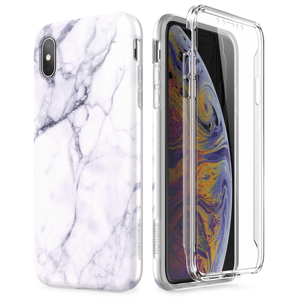 Грандевер 2 в 1 мраморный чехол для iPhone Xs Max XR Чехол Мягкий Силиконовый ТПУ 360