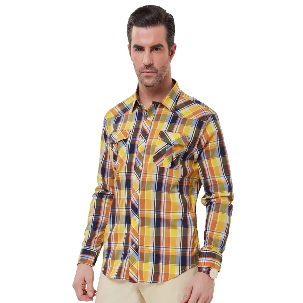 Мужские рубашки весенне осенняя одежда стильная и приталенная рубашка в клетку с