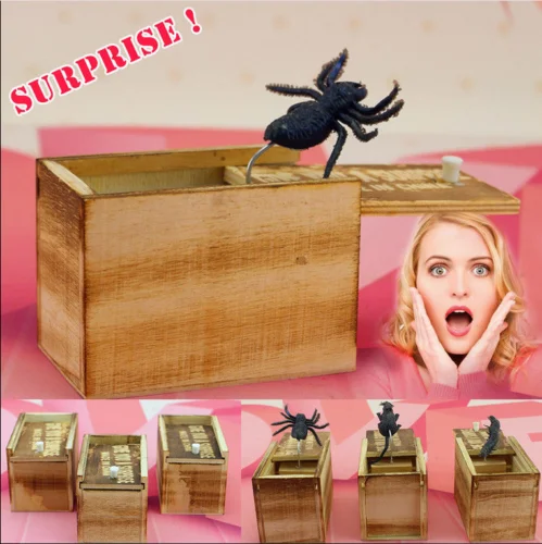2019 Wooden Prank Spider Surprise Scare Box Hidden in Case Trick Play Joke Horror Toy Funny Practical Gag Random Style | Игрушки и хобби