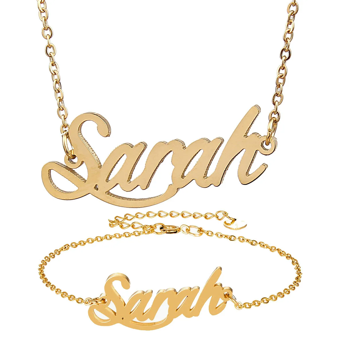 Модное ожерелье из нержавеющей стали Набор браслетов &quotSarah&quot с надписью Золотое