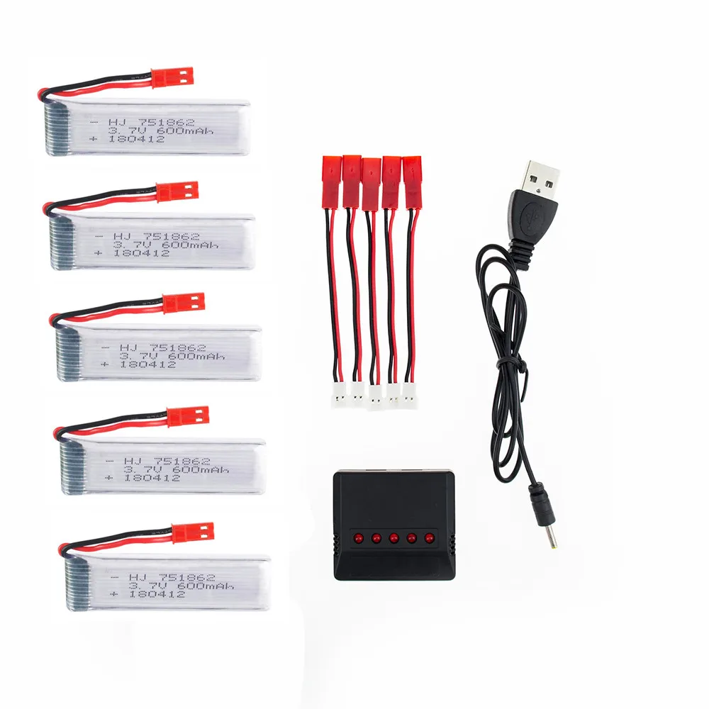 4 5 6 шт 3 7 V 600mAh Lipo батарея для Syma S032G WLtoys V959 V929 Udi U818A Квадрокоптер 751862|Детали и