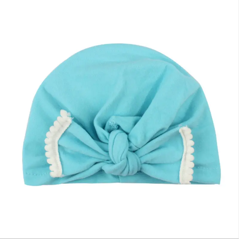 Newborn Solid Bowknot Beanie Hats Infant Comfy Hospital Caps For 0-4 Years Baby Little Girls Princess Cute Lovely | Детская одежда и
