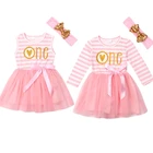 Милое красивое платье для новорожденных девочек на день рождения повязка на голову, 2 предмета, Полосатое кружевное лоскутное платье-пачка длиной до колена