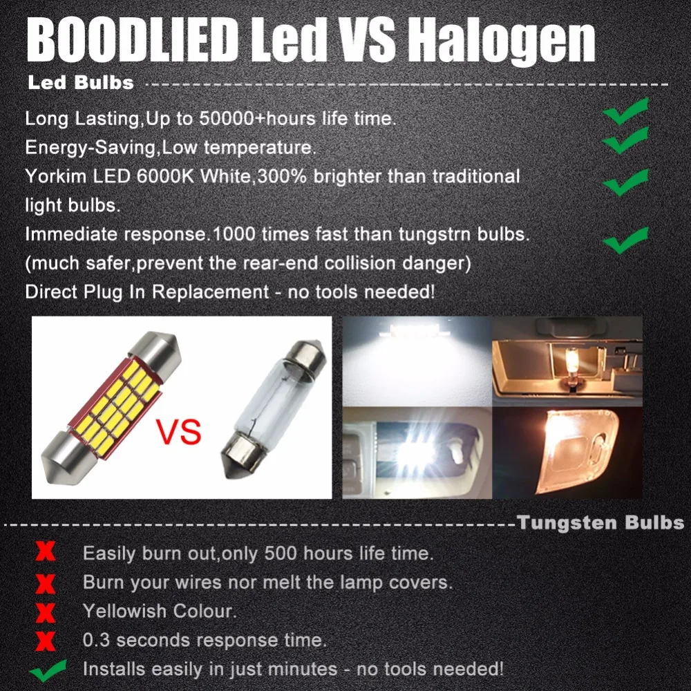 Светодиодные лампы C5W C10W CANBUS Festoon 39 мм 4014 SMD белые без ошибок для автомобиля салона