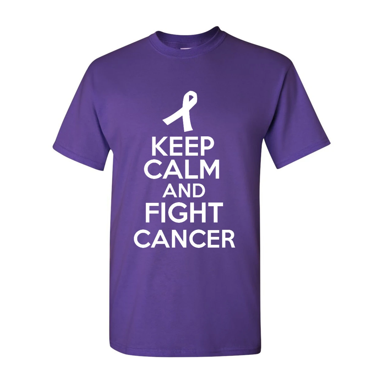 Keep Calm And Fight Cancer Disease Novelty Statement Graphics Adult T-Shirt Tee |