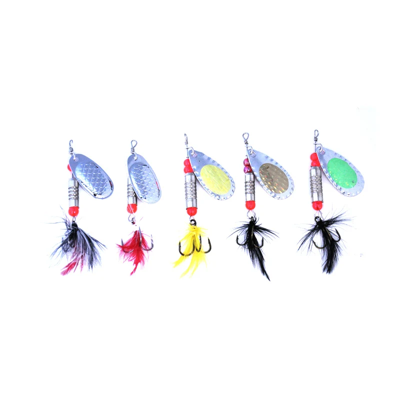 Олей 5-7 г Металлическая ложка для рыбалки с блеском Рыболовная приманка с пером Бас с тройником.