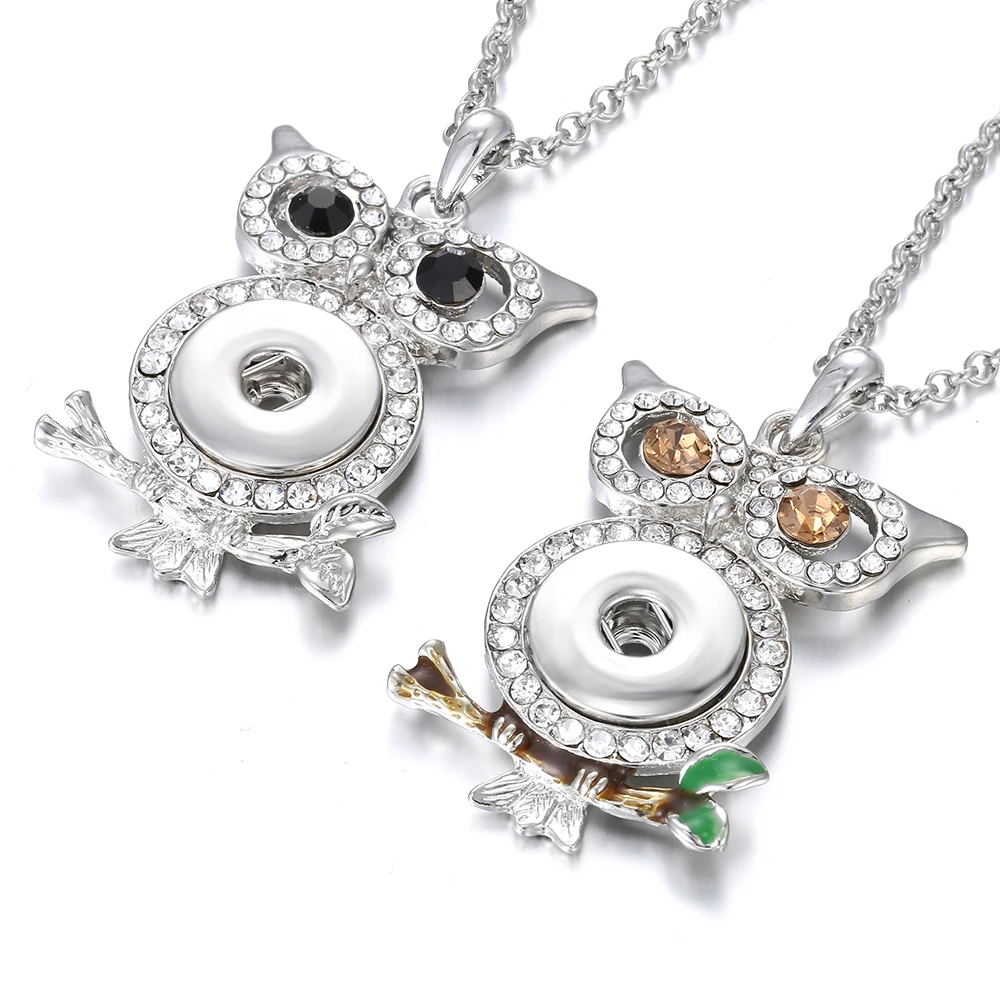 

Новинка, ювелирное изделие, стразы, Сова, подвеска, ожерелье, подходит для 18 мм, кнопки, модные, DIY фурнитура, ожерелье, оптовая продажа