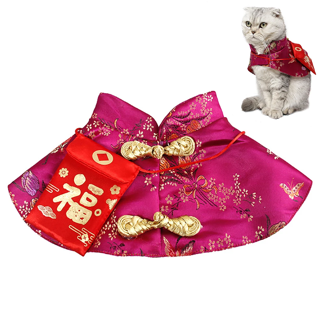 Traje Tang para gato y mascota, capa festiva de estilo chino, pequeño sobre Rojo, disfraz de Mascota para gatitos y gatos