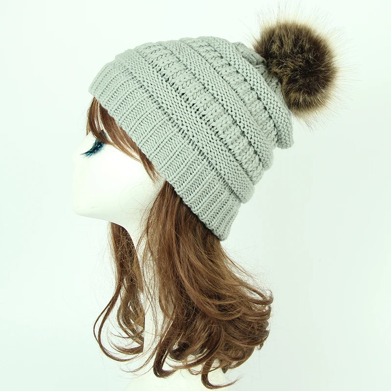 Женская лыжная шапка Skullies однотонная вязаная из эластичного материала теплая