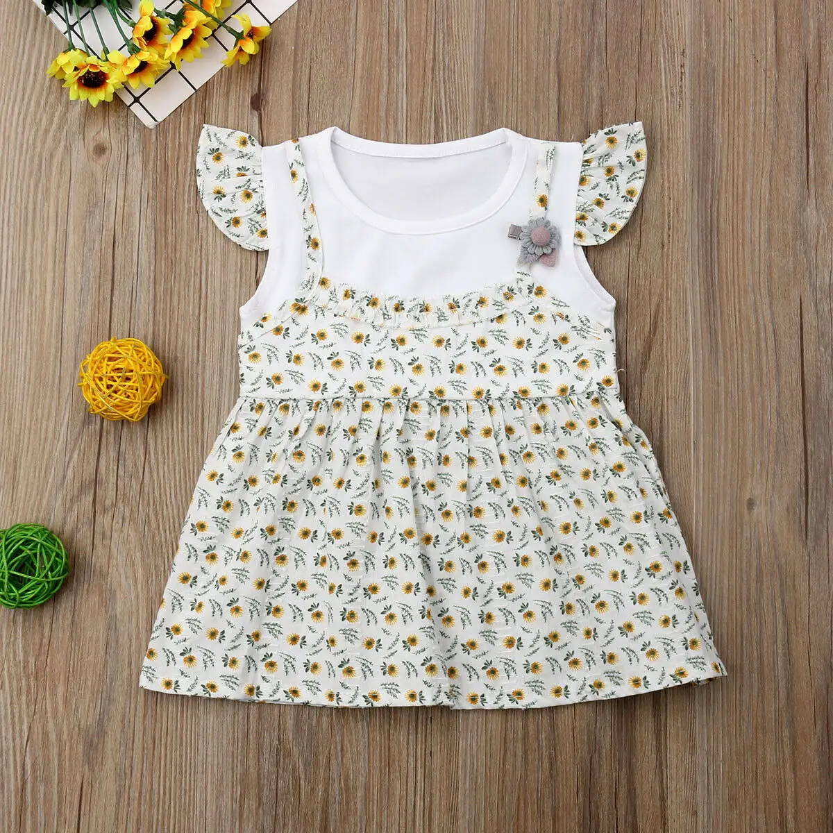 2019 Emmababy Kids Baby Girls Bat Sleeve Floral Print Princess Party Tutu Mini Dresses Sunsuit Summer Cotton Clothes 6M-4T | Детская