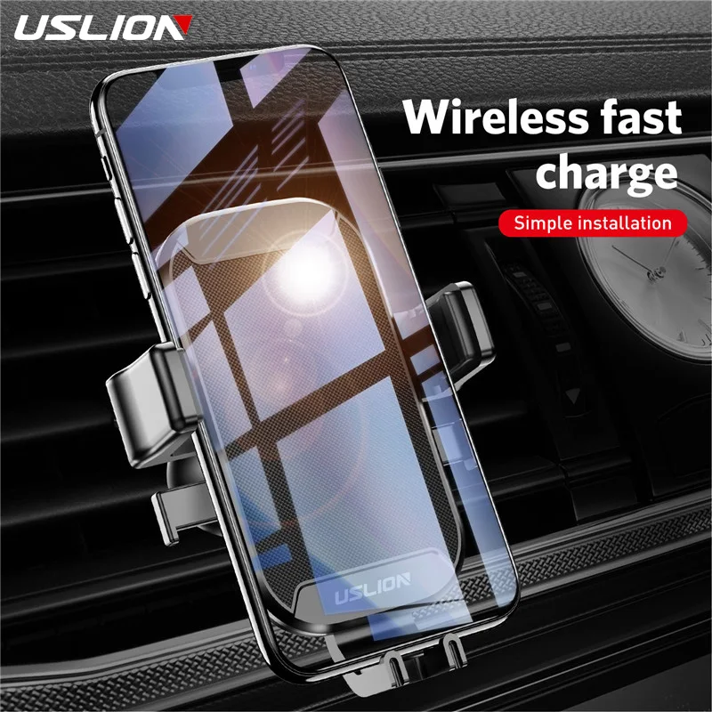 

USLION Car Mount Qi Wireless Charger For iPhone XS Max X XR 8 Fast Wireless Charging Car Phone Holder For Samsung Note 9 S9 S8