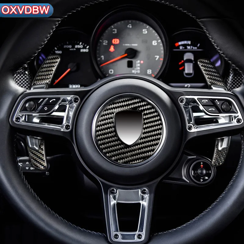 Эмблема переключения рулевого колеса из углеродного волокна для porsche macan