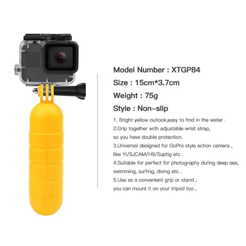 Водонепроницаемый Поплавок плавающая рукоятка для селфи с ремешком GoPro Hero7 6