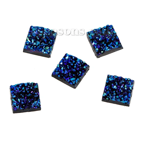 Druzy смолы купольное уплотнение кабошон квадратный синий цвет AB 12 мм (4/8 &quot) x (4/8&quot)