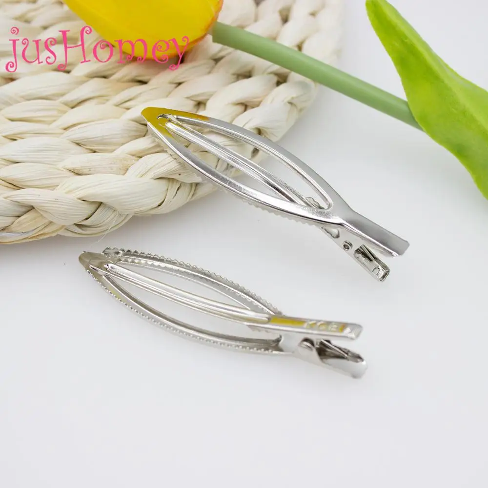 30PCS 75mm Silver Tone Oval Alligator Hair Clips Single Prong Metal Barrette for Craft Ribbon Bow DIY Accessory | Дом и сад