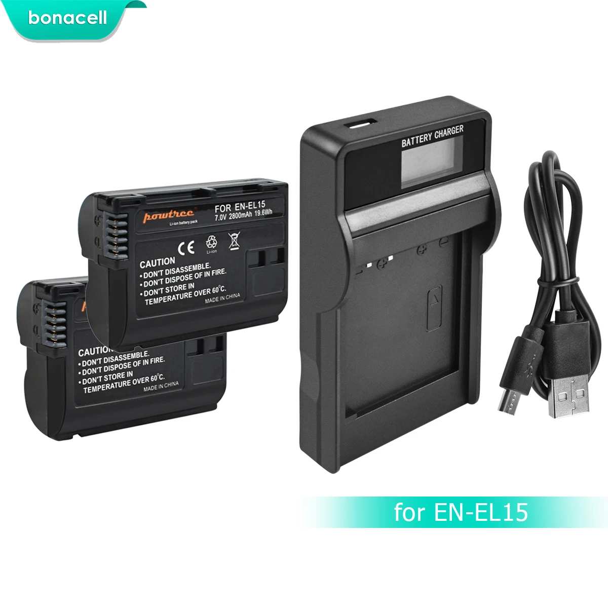 Bonacell 2800 мАч EN EL15 ENEL15 Аккумулятор для камеры + ЖК зарядное устройство Nikon DSLR D600 D610 D800