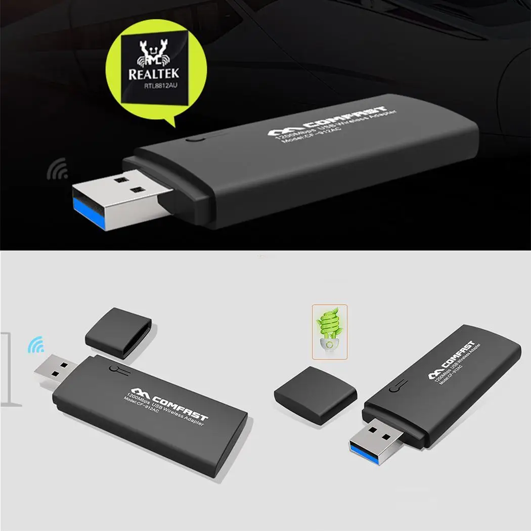 Двухчастотная беспроводная сетевая карта USB Черный 2 4 г/5 8 г WiFi 1200 Мбит/с 3 0 адаптер