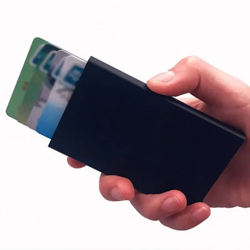 Мужской алюминиевый кошелек с задним карманом ID держатель для Карт RFID Блокировка мини тонкий металлический кошелек автоматический кошелек для кредитных карт