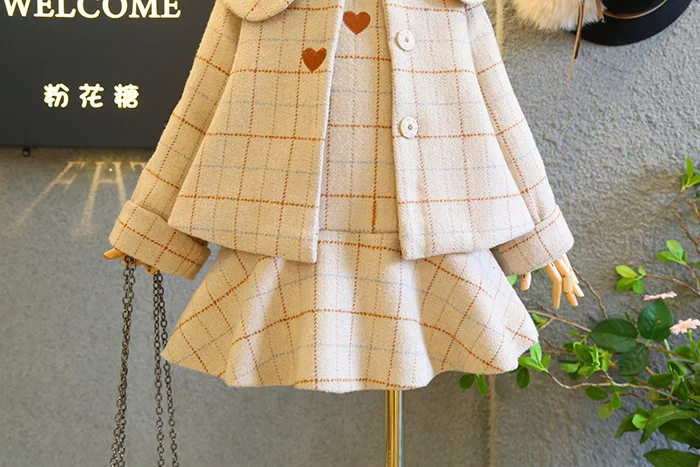 Children's clothing 2019 new autumn and winter woolen fashion vest skirt + jacket plaid 2-7 baby girl clothes | Детская одежда и