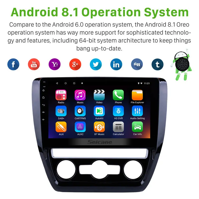 Seicane четырехъядерный GPS навигация Радио Android 7 1/8 1 для 2012 2013 2014 2015 Фольксваген SAGITAR