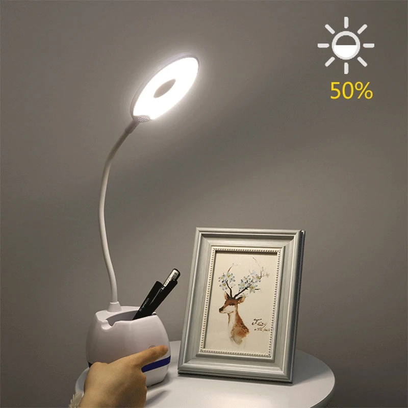 Rechargeable Cute Press Switch 3 Mode Led Eye Protection Table Lamp Folding Pen Holder Bedroom Reading Small Tabl|Настольные лампы| |