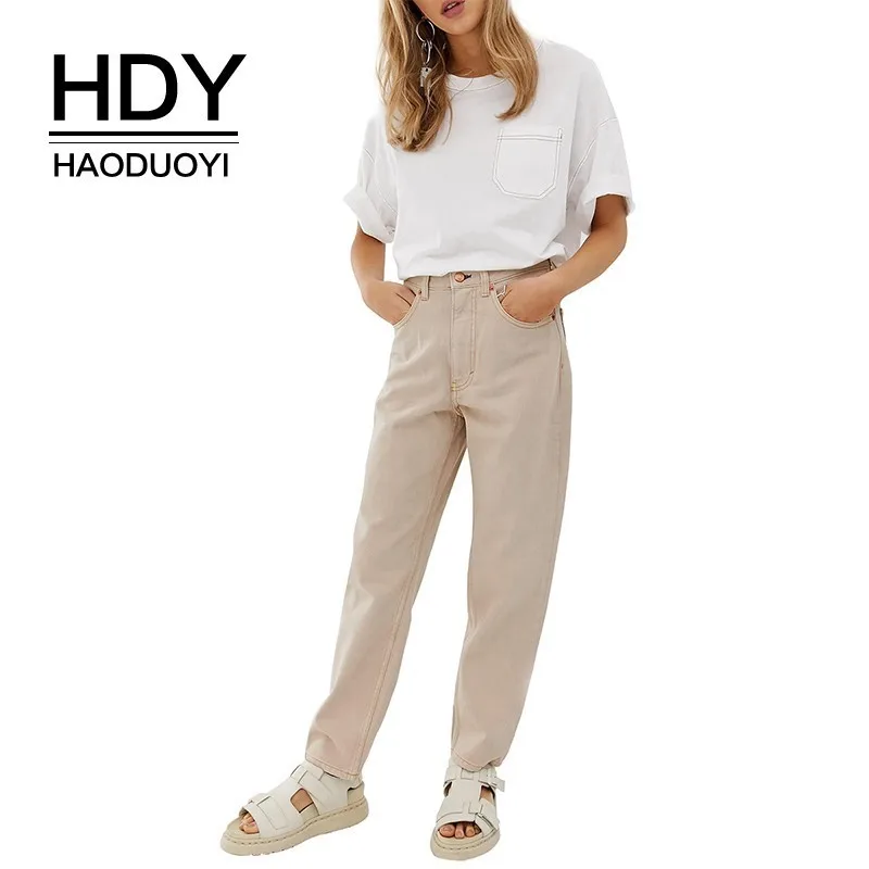 Простая летняя футболка HDY Haoduoyi Femme однотонные Топы с открытым карманом и