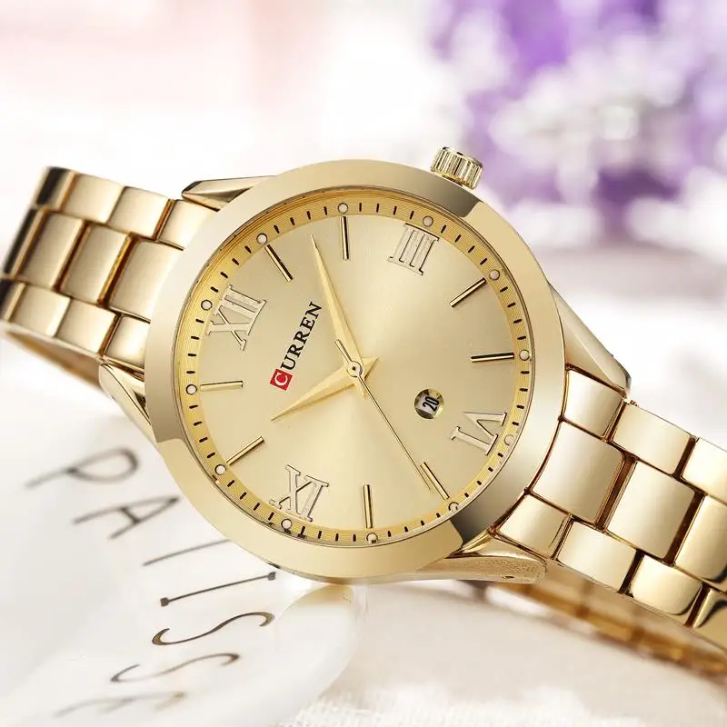 CURREN золотые часы женские 9007 сталь браслет Relogio Feminino Montre Femme|Женские часы-браслеты|
