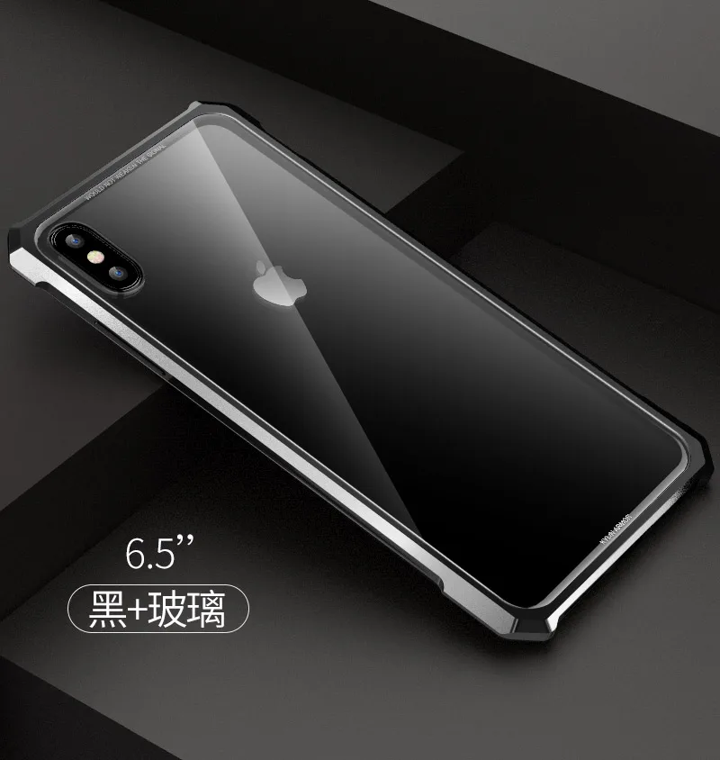 Для iphone XS бампер X прозрачное закаленное стекло задняя крышка с металлическим
