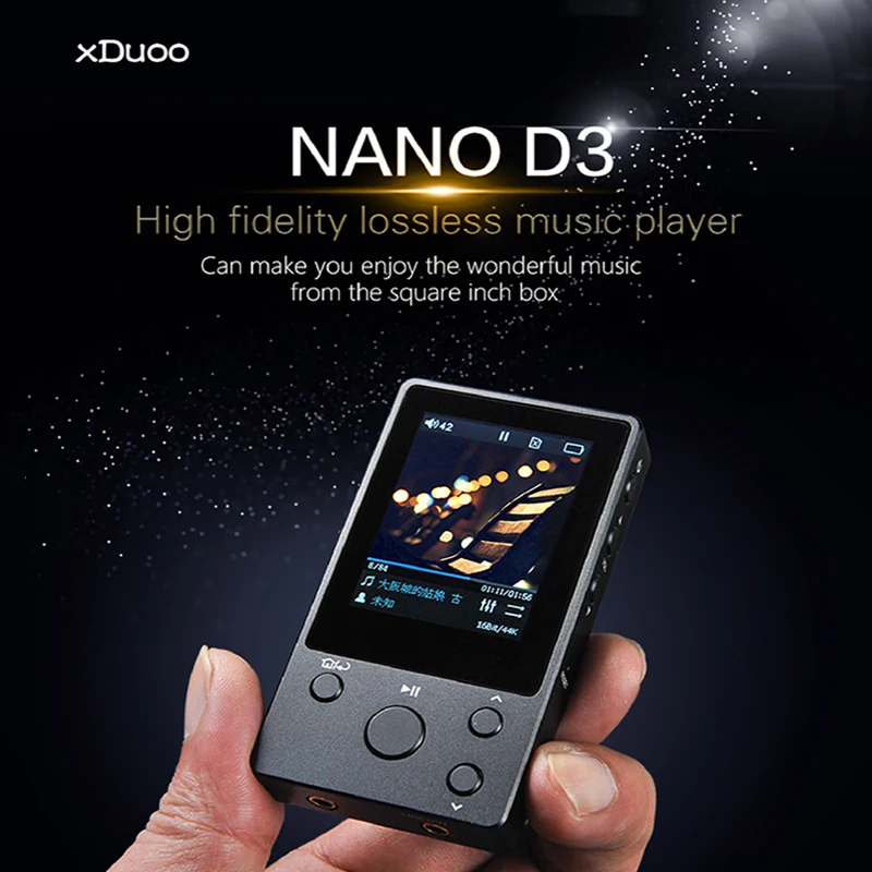 Xduoo NANO D3 Профессиональный Lossless музыка MP3 HIFI плеера ips дисплей 24Bit/192 k DSD256 Встроенный