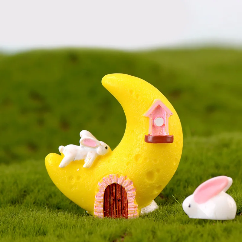 4 шт. мини смолы Луна/звезда/солнце/облако дом микро Пейзаж САД DIY