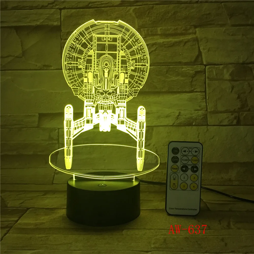 7 цветных сменных настроений Светодиодная лампа 3D светодиодный космический