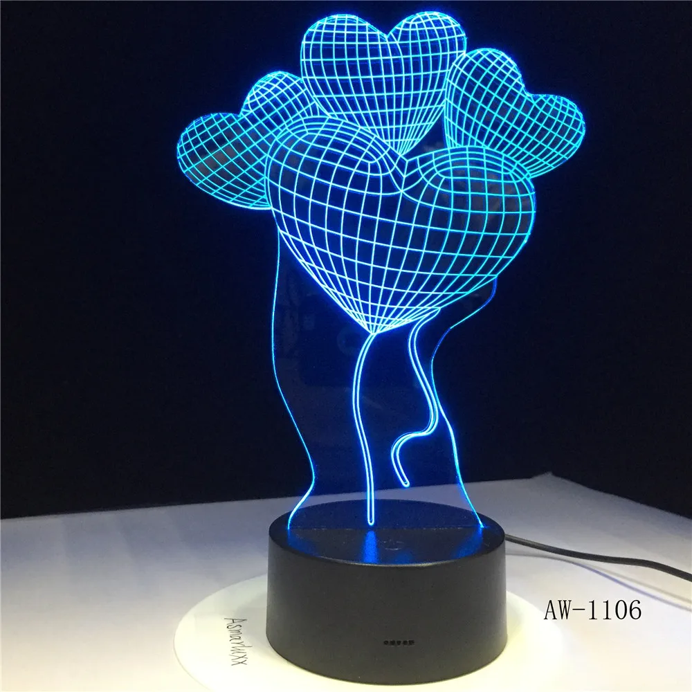 Four Love Flower Balloon Led 3d светильники креативные домашние Красочные сенсорные акриловые