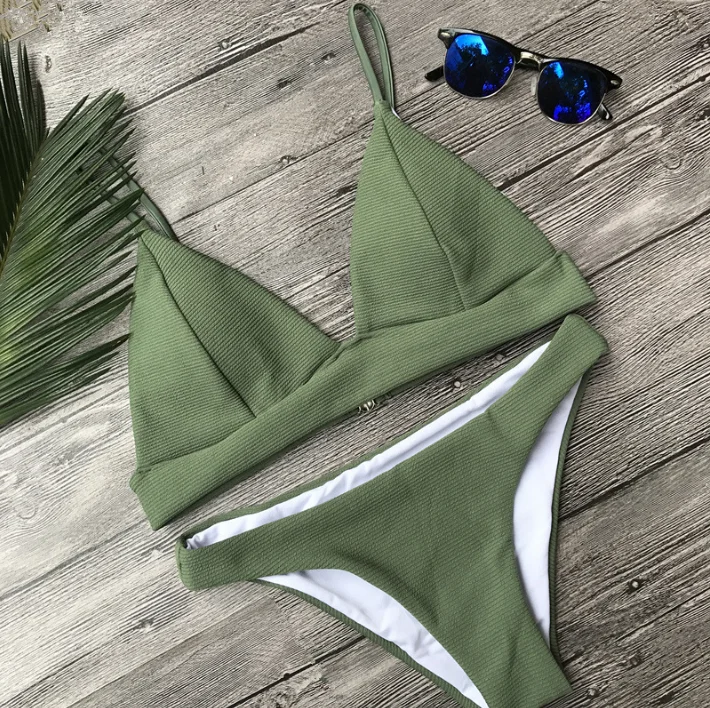 Текстурированный бикини ткани комплект откровенный сплошной купальник maillot de bain