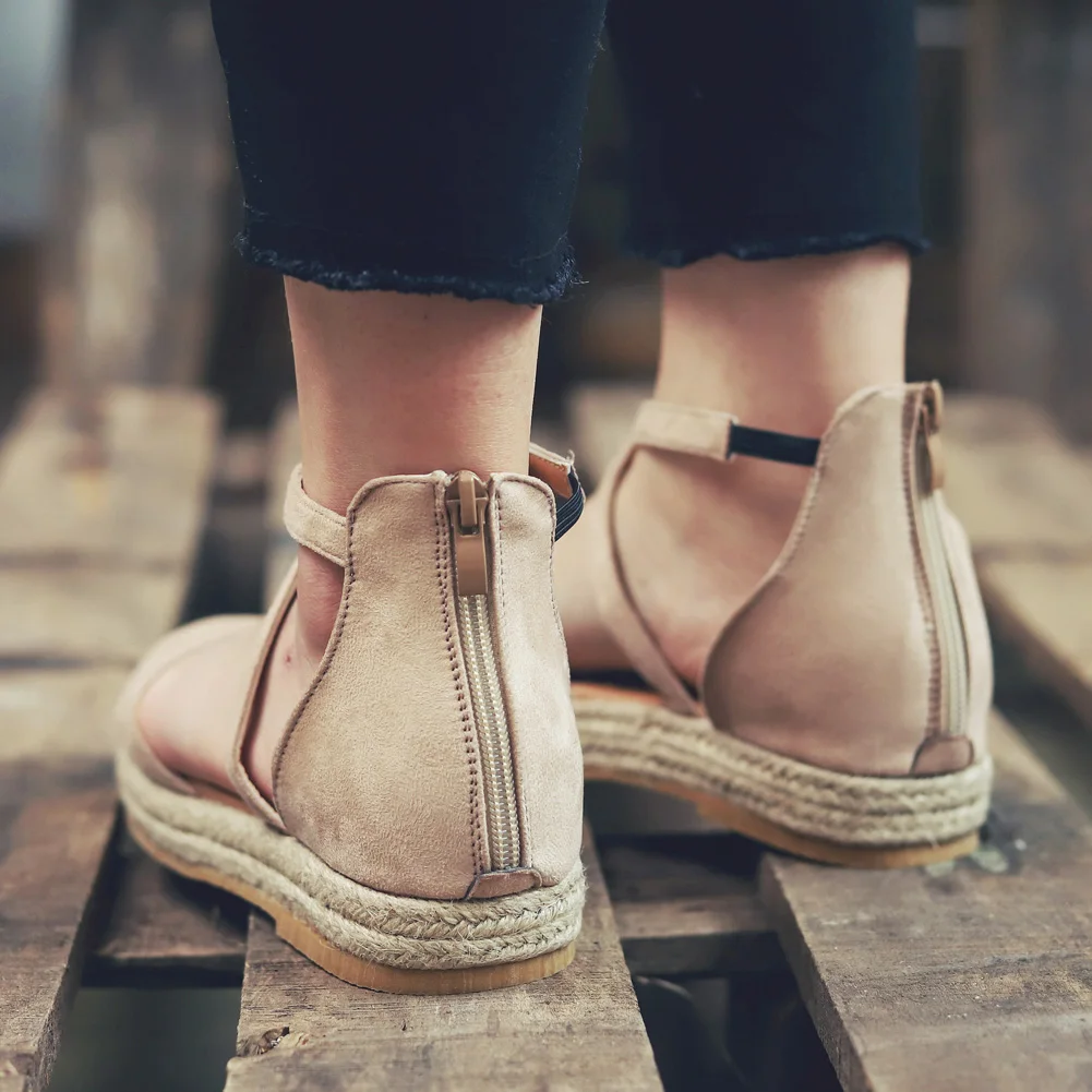 Женские соломенные сандалии на толстой платформе с открытым носком и