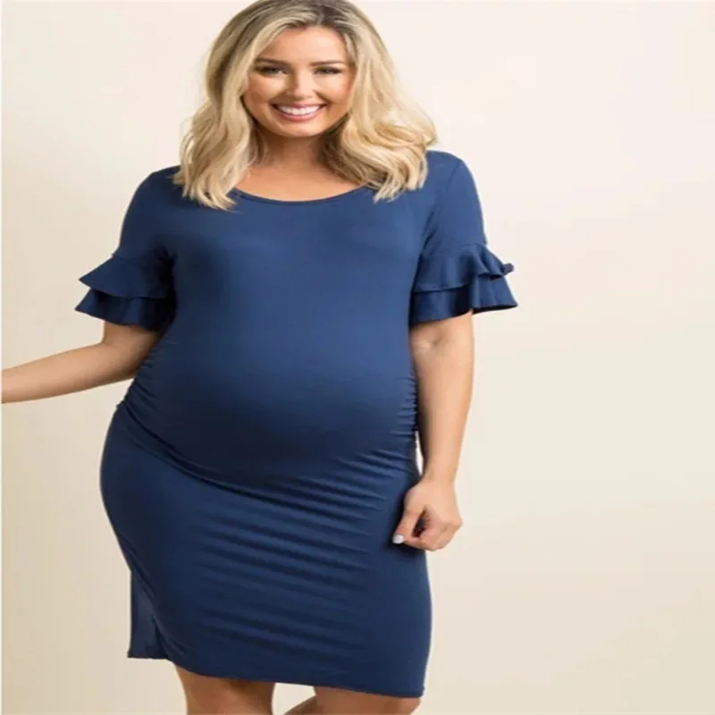 Большие размеры s xl платье с открытыми плечами для беременных женщин