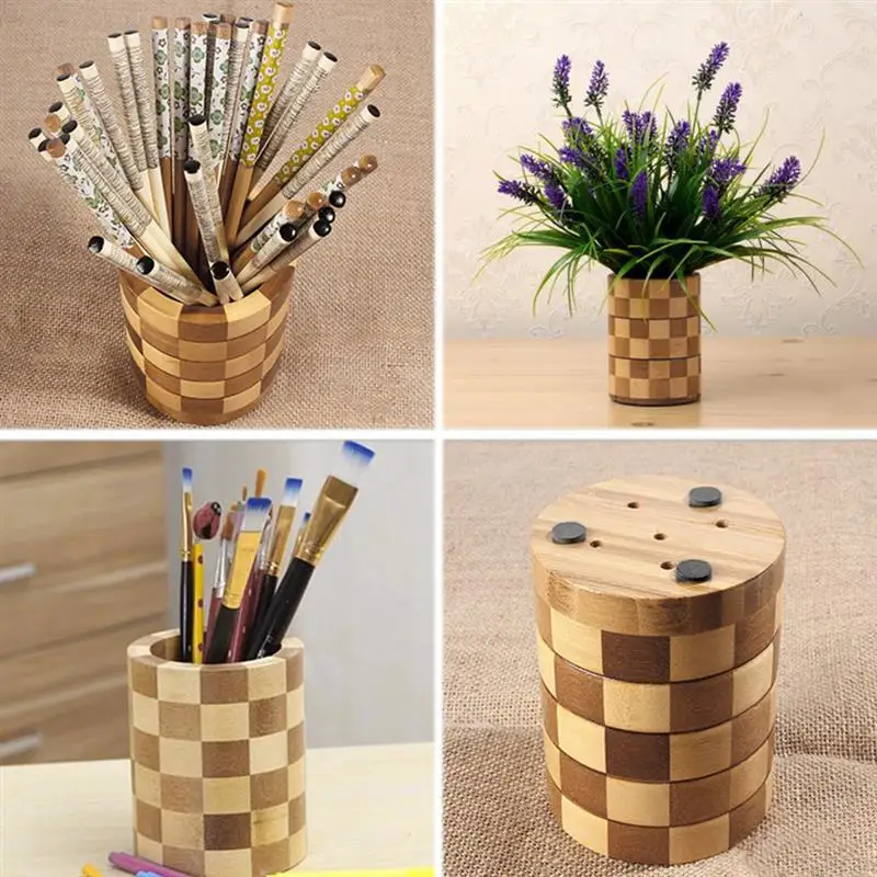 Бамбуковая подставка для ручек 2 шт. настольный органайзер контейнер коробка